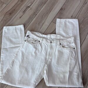 Denim & Supply Ralph Lauren White Jeans with Leather Patch